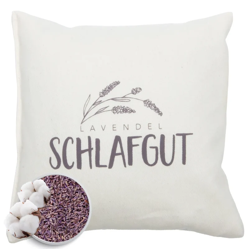 Lavendelkissen 20x20cm, "Lavendel - Schlafgut", Natur
