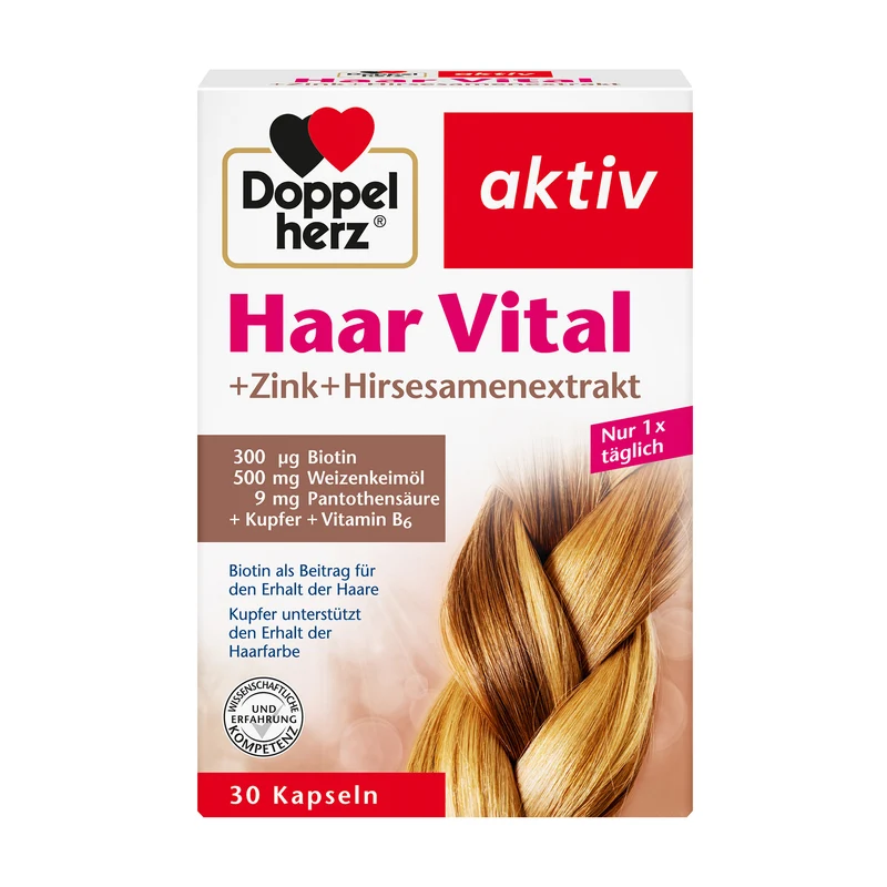 Doppelherz aktiv Vital, Zink, Hirseextrakt, 30 Kapseln