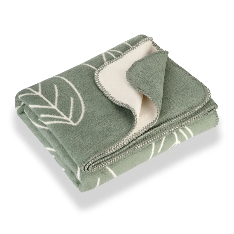RIEMA Kuscheldecke BENTE aus 100% Bio-Baumwolle (kbA) salbei-grün und natur