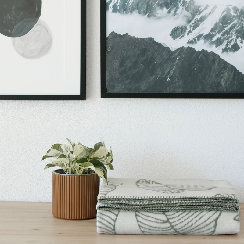 RIEMA Kuscheldecke BERIT aus 100% Bio-Baumwolle (kbA) grün natur