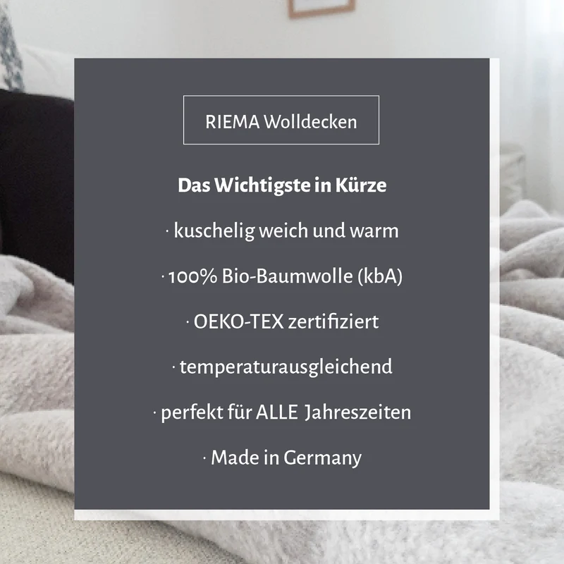 RIEMA Kuscheldecke EMMA aus 100% Bio-Baumwolle (kbA) sand meliert