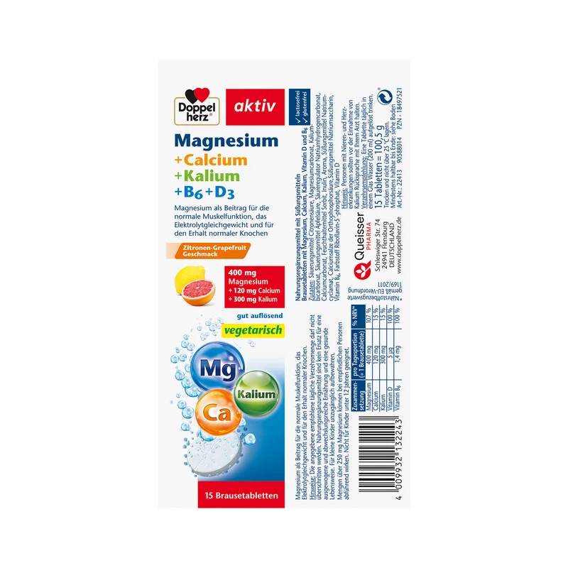 Doppelherz aktiv Magnesium + Calcium + Kalium, 15 Brausetabletten