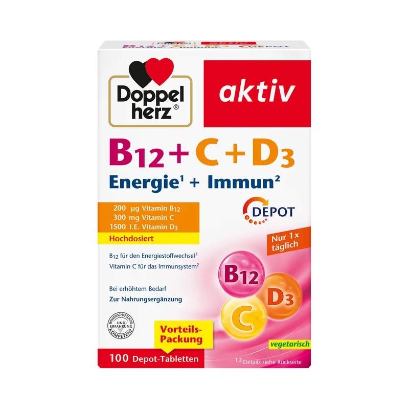 Doppelherz aktiv Vitamin B12 + C + D3, Depot in versch. Mengen