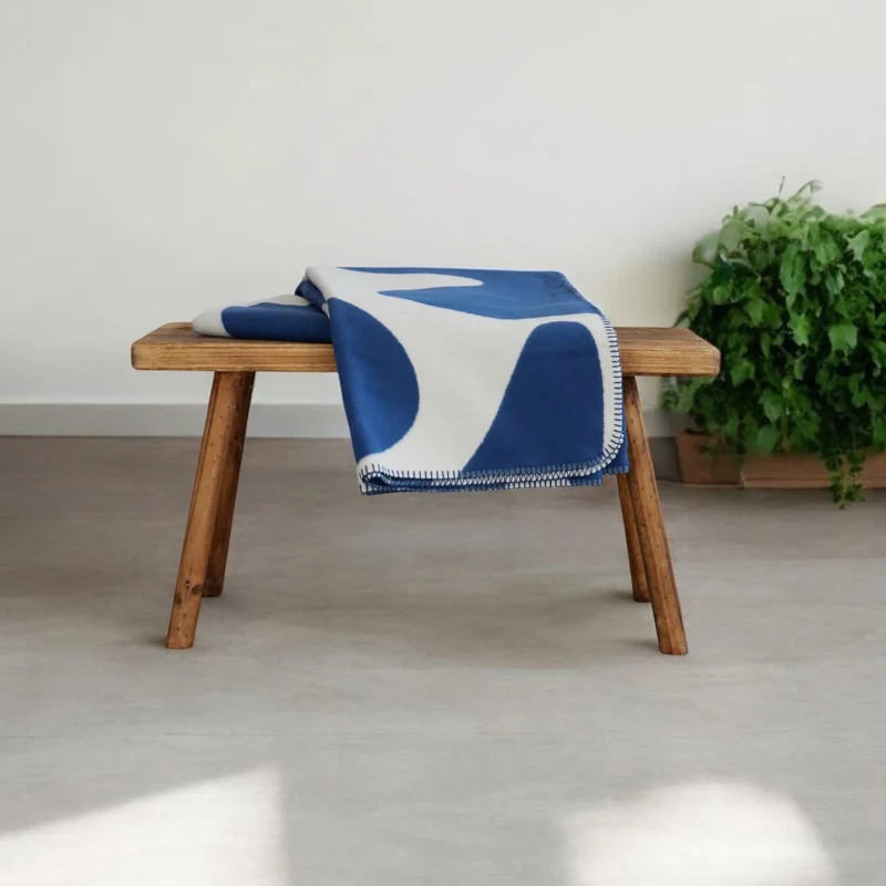 RIEMA Kuscheldecke FRIDA aus 100% Bio-Baumwolle (kbA) Blau