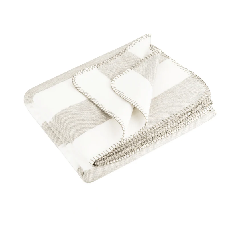 RIEMA Kuscheldecke STINE aus 100% Bio-Baumwolle (kbA) beige weiß