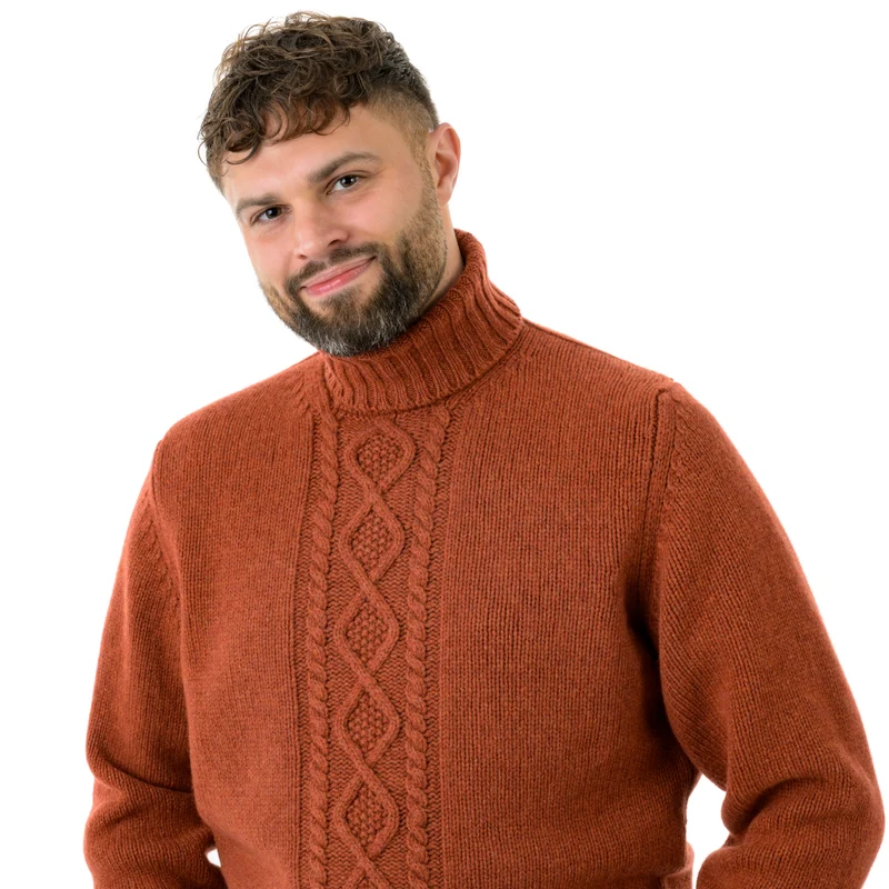 Herren-Rollkragenpullover mit Zopfmuster