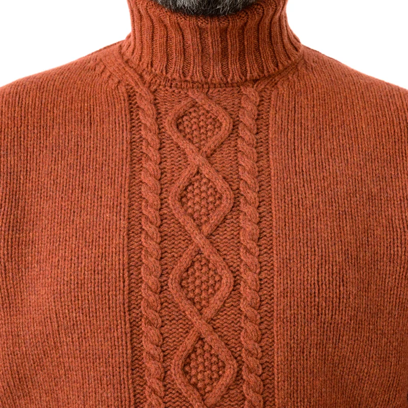 Herren-Rollkragenpullover mit Zopfmuster