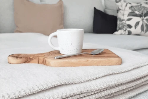 RIEMA Kuscheldecke EMMA aus 100% Bio-Baumwolle (kbA) sand meliert