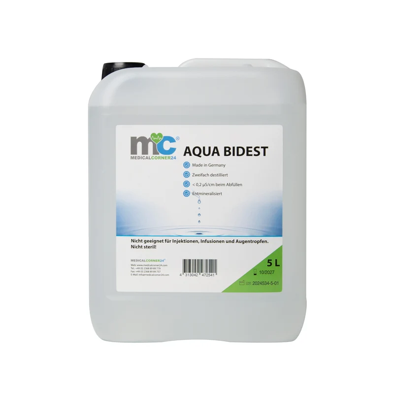Bidestilliertes Wasser AQUA BIDEST, Laborwasser, Reinst-Wasser