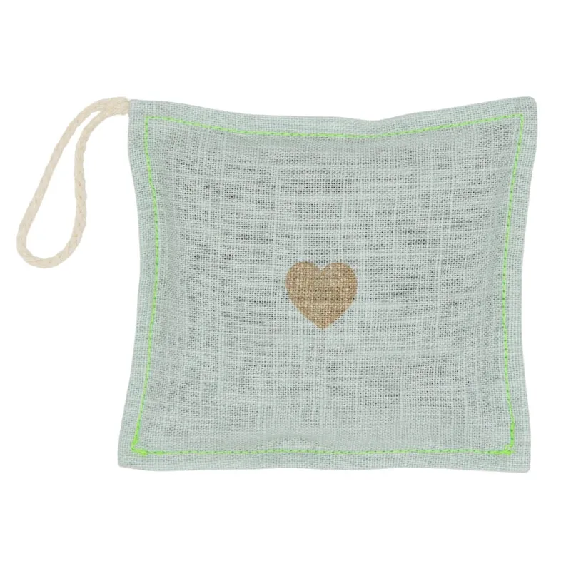 Leinen Duftsachet 10x10cm, Minze, Light Grey / Neongrün