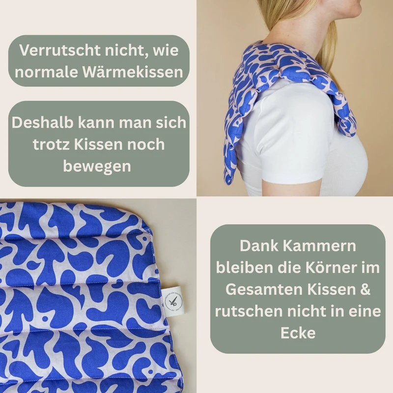 Nackenkissen Pink-Blau | Wärmekissen mit Bio-Dinkel