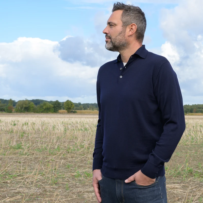 Herrenpullover mit Polokragen "Howard" - Navy