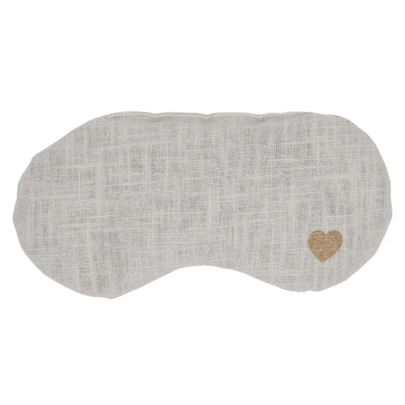 Leinen Augenkissen mit Rapssamen, Herzchen, Light Grey
