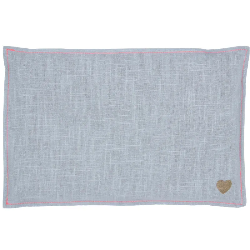 Leinen Getreidekissen 20x30cm, Light Blue / Neonpink