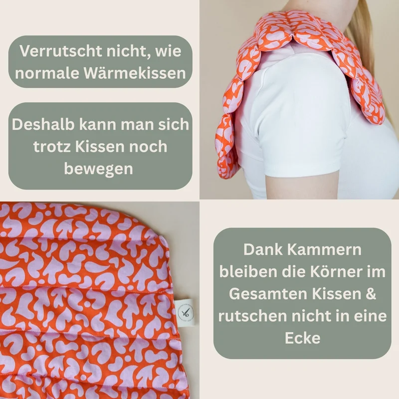 Nackenkissen Orange-Pink | Wärmekissen mit Bio-Dinkel