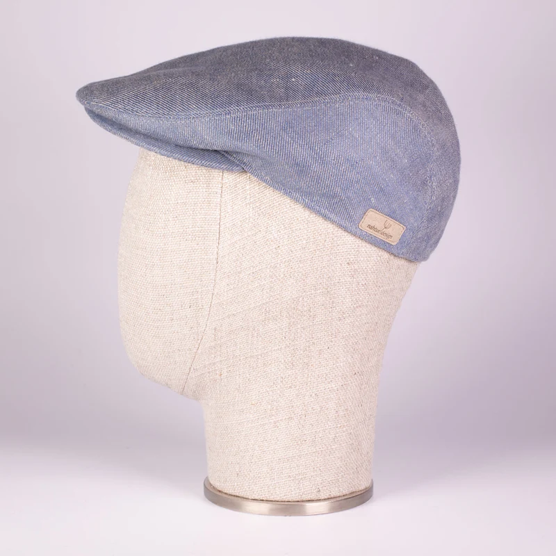 Flatcap aus Bioleinen - hellblau