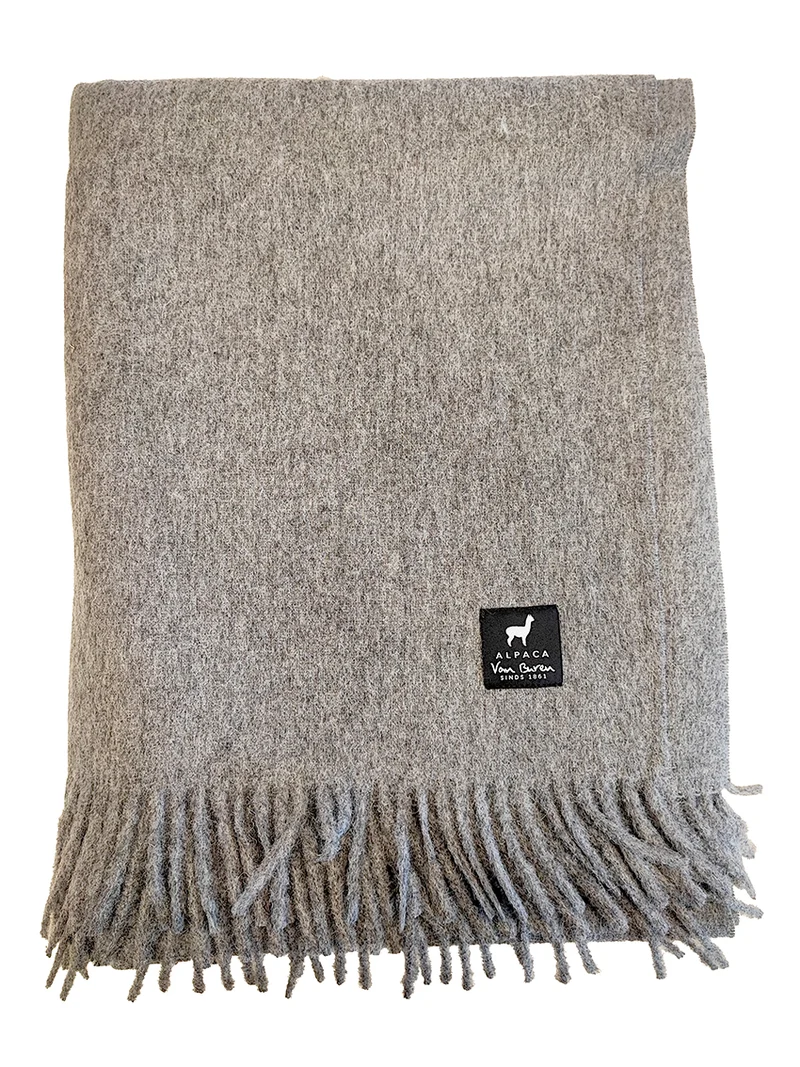 Wolldecke - Alpakadecke - Plaid - 200 x 150 cm - hellgrau