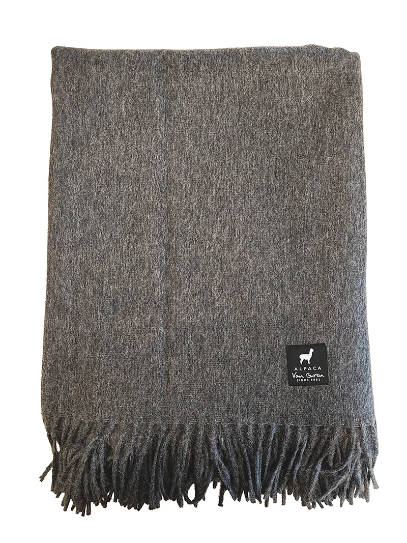 Wolldecke - Alpakadecke - Plaid - 200 x 150 cm - dunkelgrau