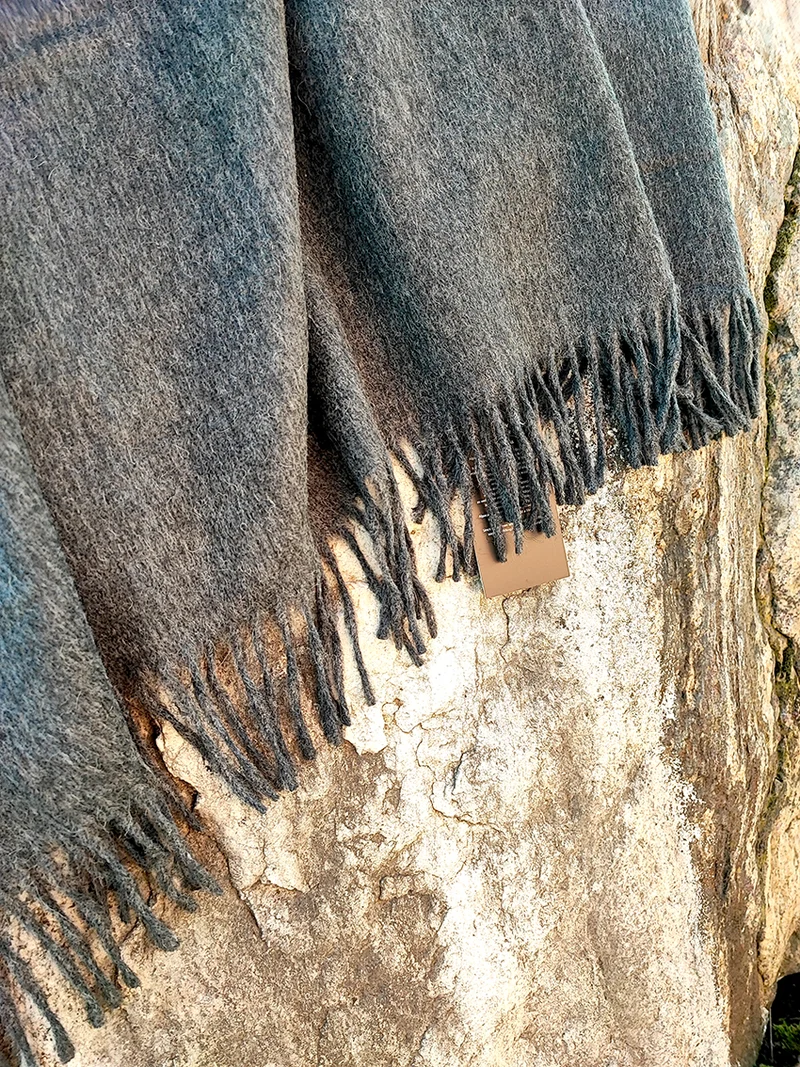 Wolldecke - Alpakadecke - Plaid - 200 x 150 cm - dunkelgrau