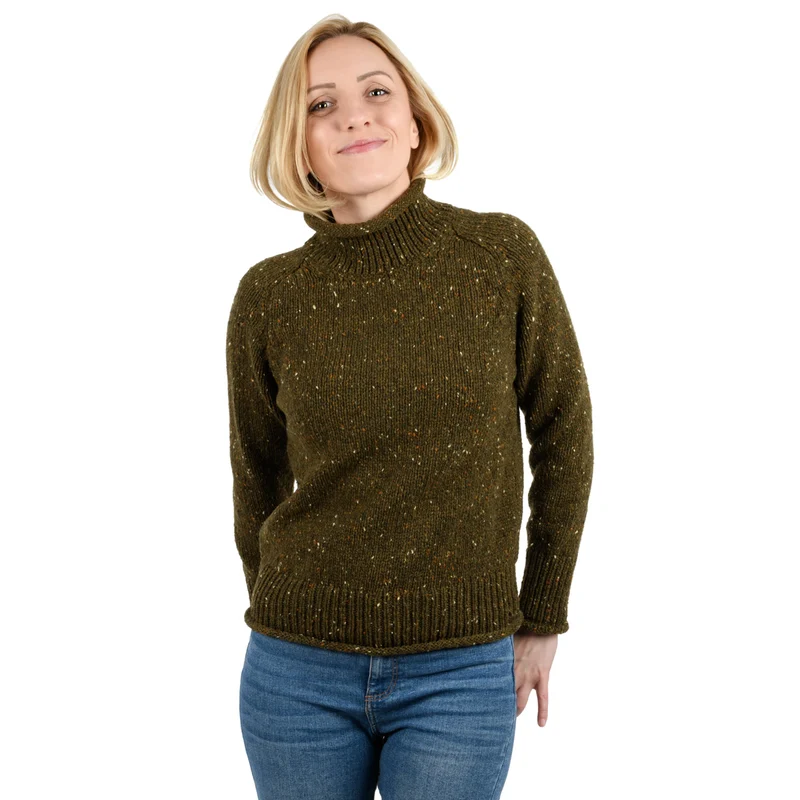 Donegal-Fleck Pullover “LENA“ mit Trichterkragen