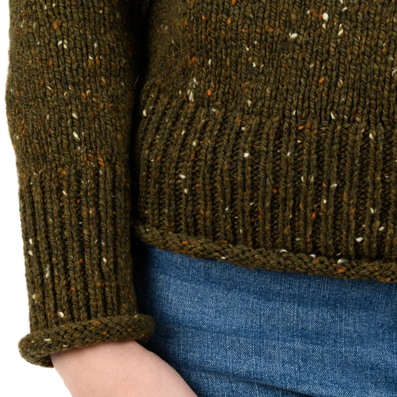 Donegal-Fleck Pullover “LENA“ mit Trichterkragen