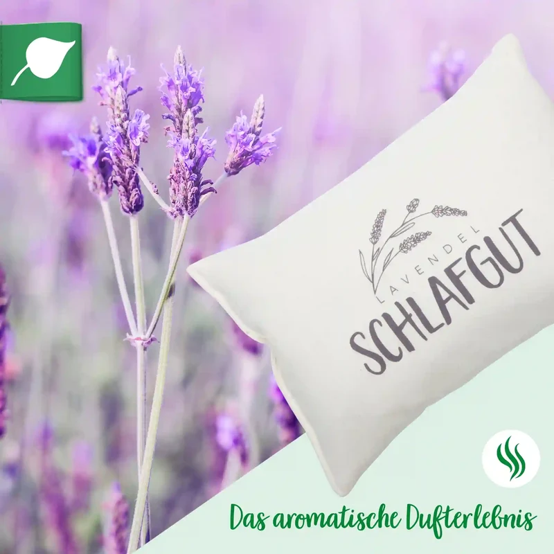 Lavendelkissen 20x30cm, "Lavendel - Schlafgut", Natur