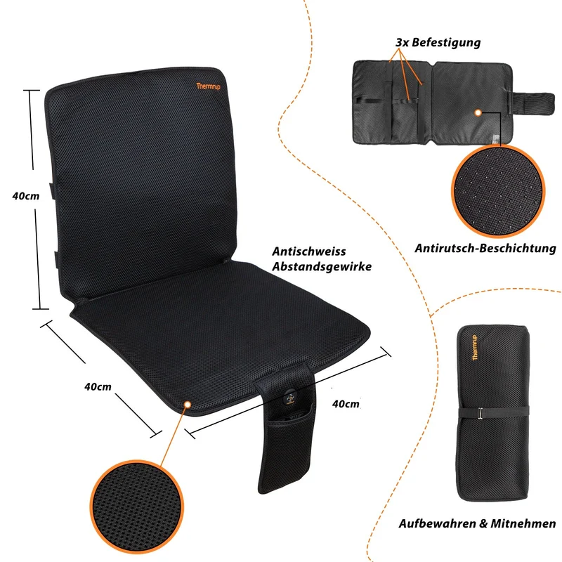 Mobile Beheizbare Sitzauflage 40x80cm – Akku- & Netzbetrieb