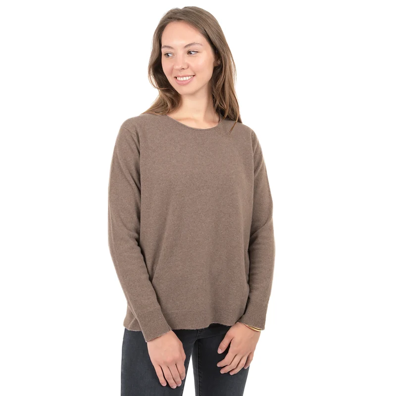 Damenpullover mit Rundhalsausschnitt "Welslee" - mittelbraun