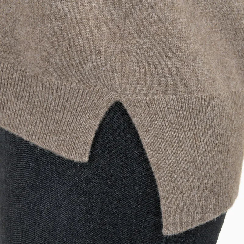 Damenpullover mit Rundhalsausschnitt "Welslee" - mittelbraun