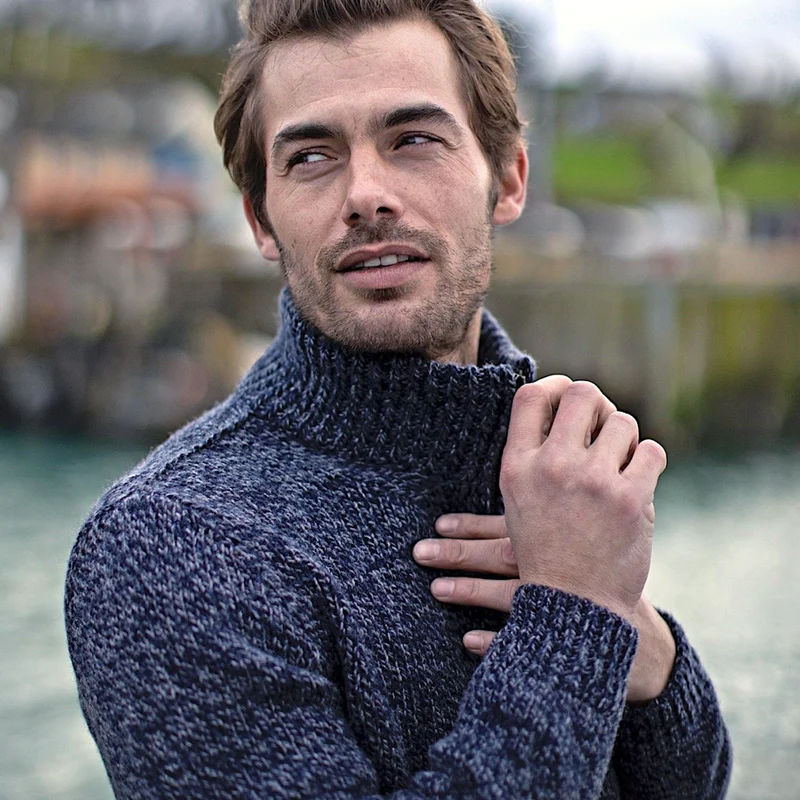 Strickpullover mit hohem Kragen, mulesingfrei