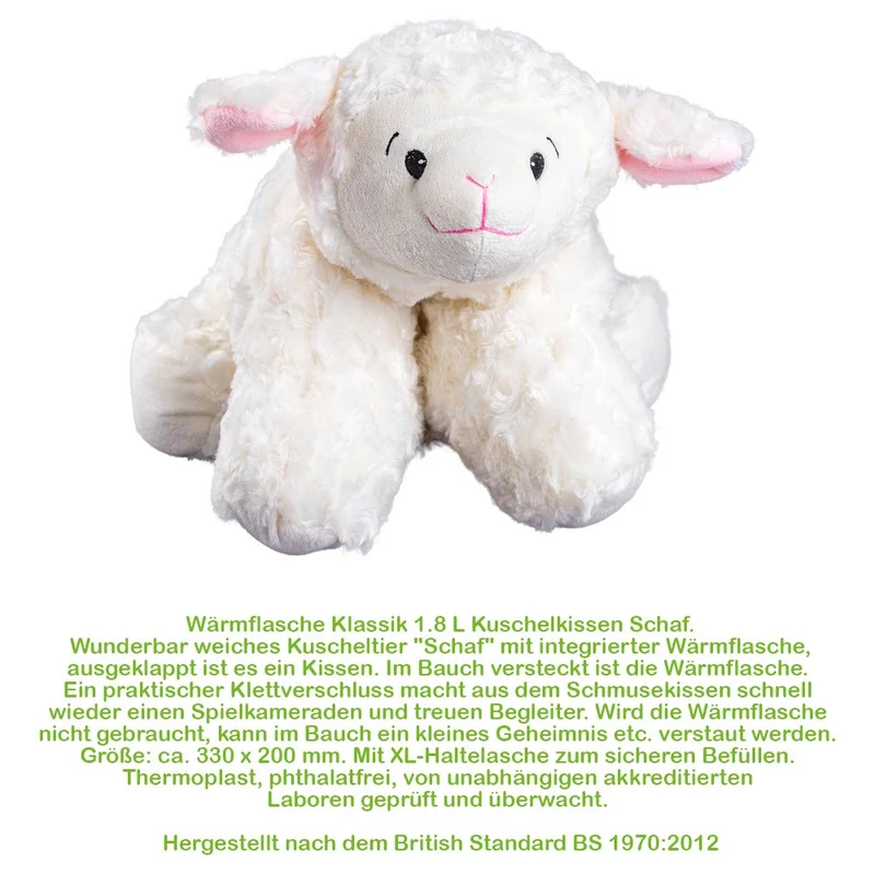 Hugo Frosch Klassik Wärmflasche 1,8 L, Kuschelkissen, versch. Tiere