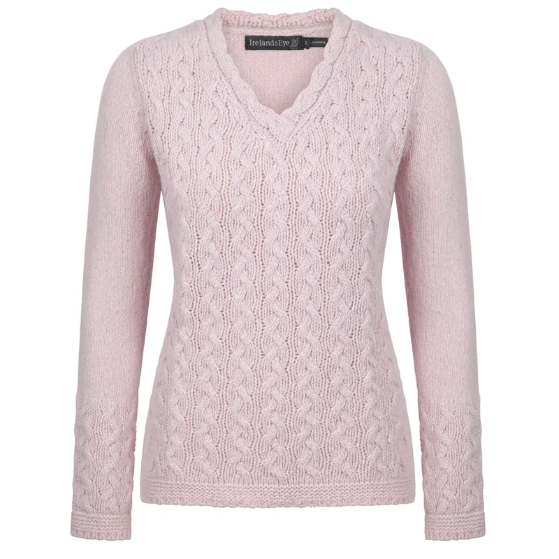 Zopf-Pullover mit V-Ausschnitt