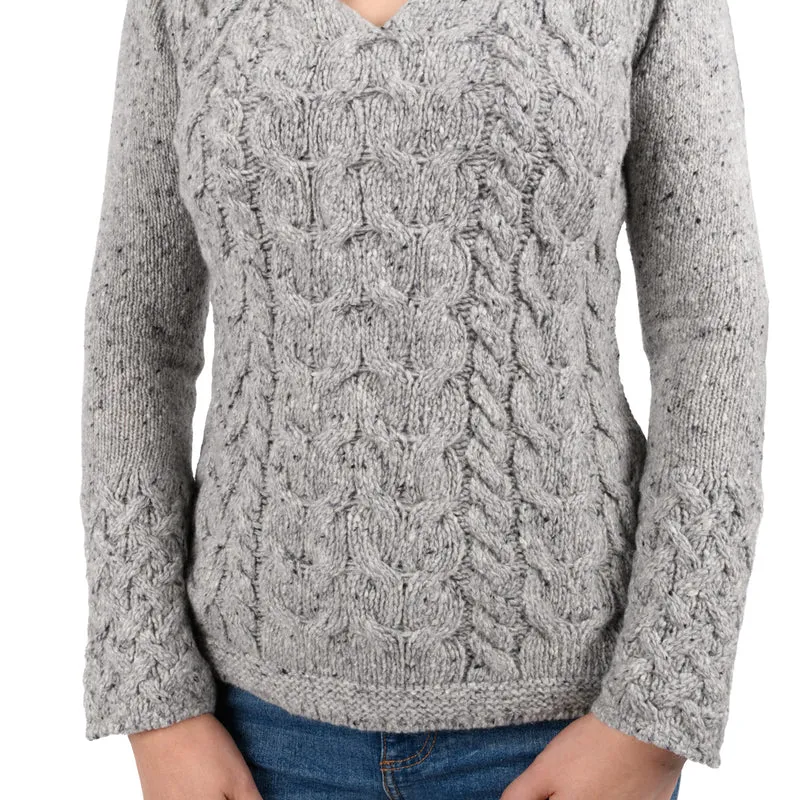 Zopfpullover, V-Ausschnitt