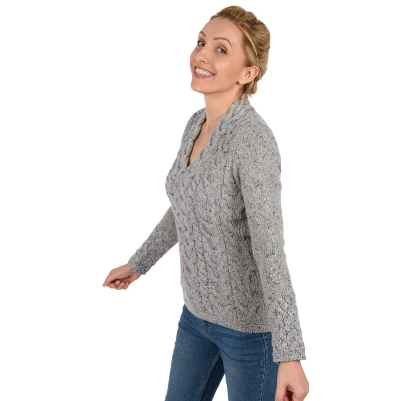 Zopfpullover, V-Ausschnitt