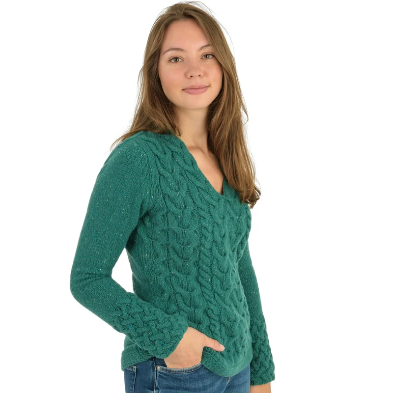 Zopfpullover, V-Ausschnitt