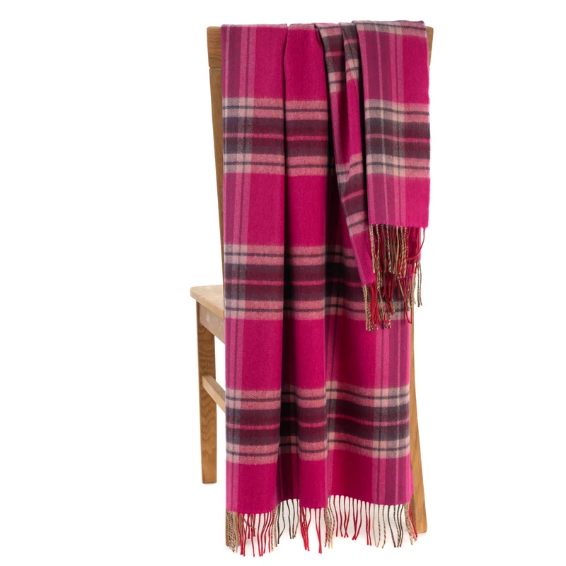 Breiter Schal aus feiner Schurwolle (Merino) - Pink