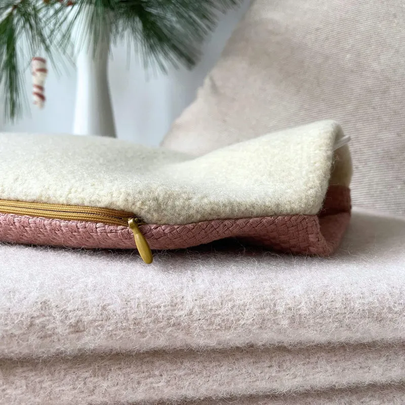 Wärmflaschenhülle Ludger - beige Wolle und rosa Baumwolle