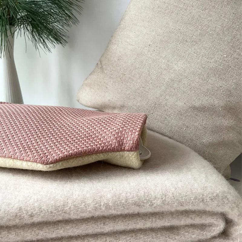 Wärmflaschenhülle Ludger - beige Wolle und rosa Baumwolle