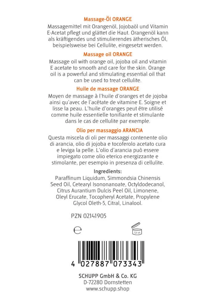 Massageöl Schupp Orange mit Jojoba Öl