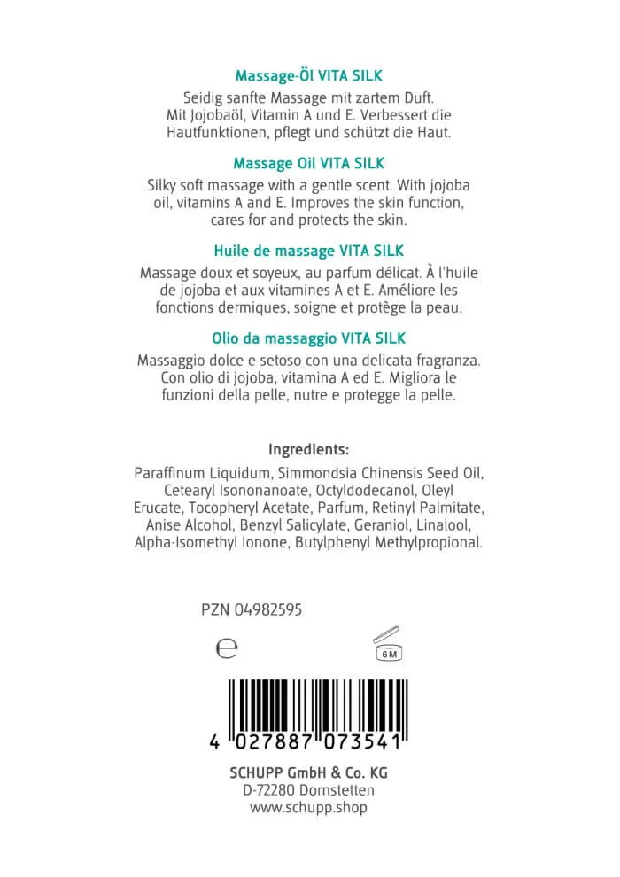Massageöl Schupp Vita Silk mit Vitamin A
