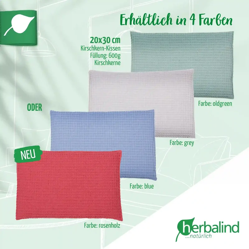 Kirschkernkissen 20x30cm, Waffel-Pique Blau