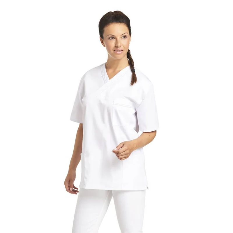 Leiber Schlupfkasack, Unisex, Kurzarm, Kontraststeppung, Taschen, Farben / Gr. XS-3XL
