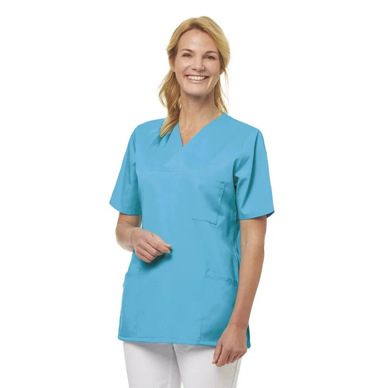 Leiber Schlupfkasack für Damen, Kurzarm, Seiten-/Brusttaschen, XS-3XL, versch. Farben