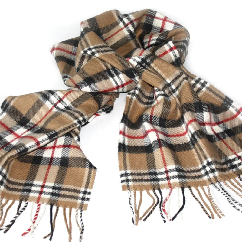 Weicher karierter Merino-Schal, edler Stil