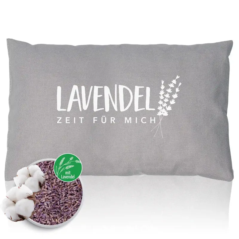 Lavendelkissen 20x30cm, "Lavendel - Zeit für mich", Grau