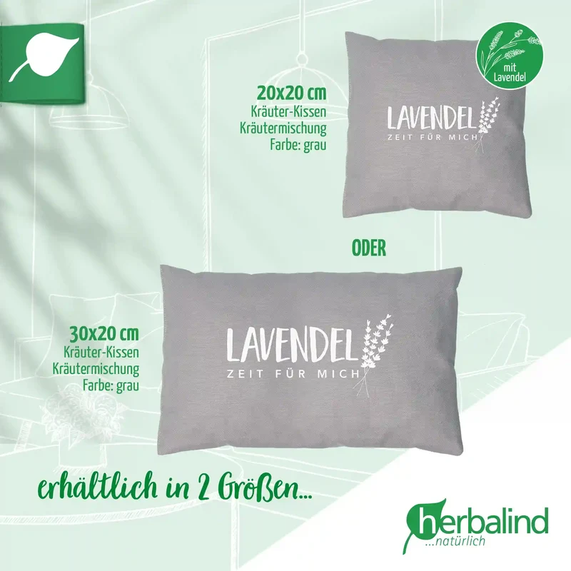 Lavendelkissen 20x30cm, "Lavendel - Zeit für mich", Grau