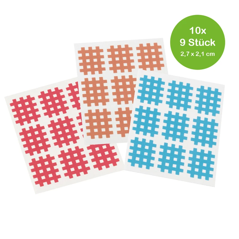 Medicalcorner24 Gittertapes – Cross Patches 2,7 x 2,1 cm, 10 Bögen à 9 Stück