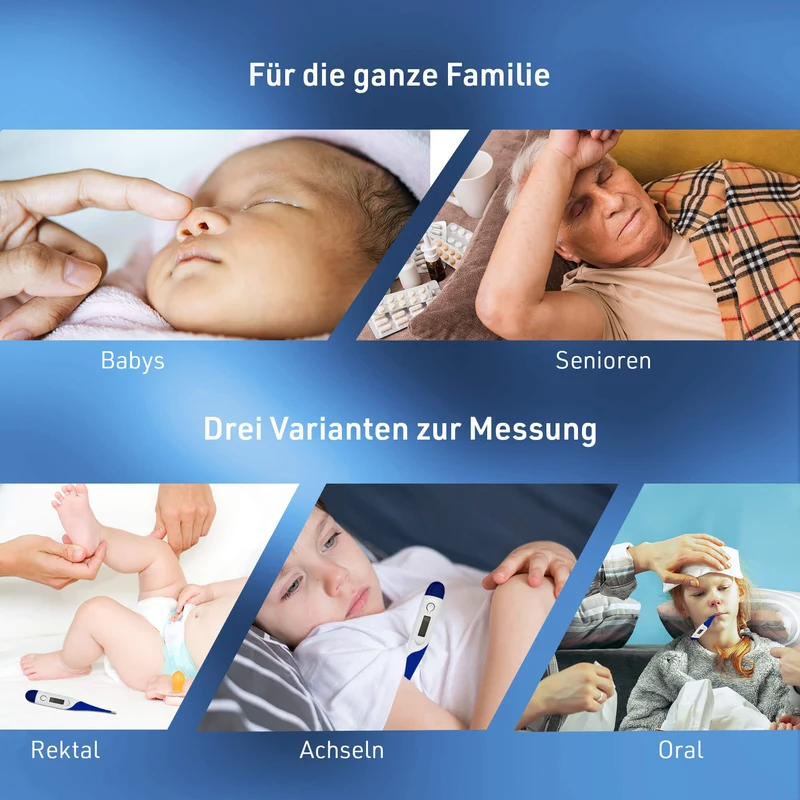 Fieberthermometer für Ohr, Oral, Achsel & Rektal