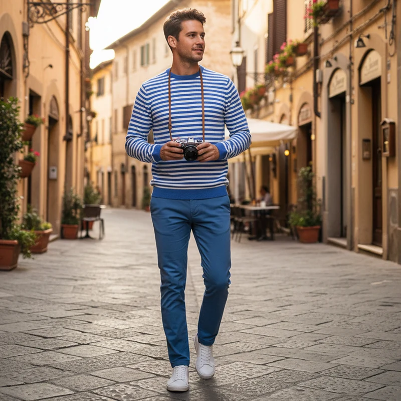 Feiner Langarm-Wollpullover aus Merinowolle