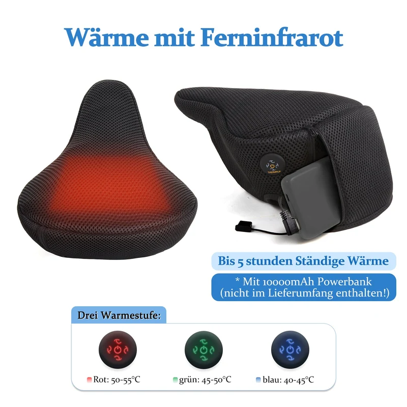 Beheizbarer Fahrradsattelbezug mit Regenschutzbezug
